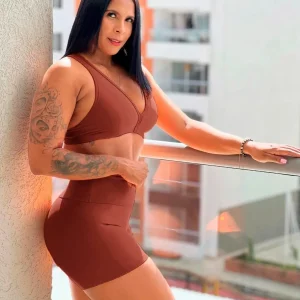 CARIZZISHOP-SHORTNYLONUNICOLOR+TOP-TERRACOTA_
